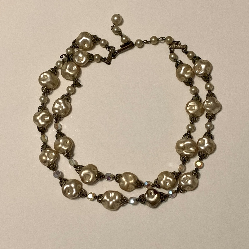 Victorian Faux Freshwater Pearl and Genuine Swarovski Necklace
